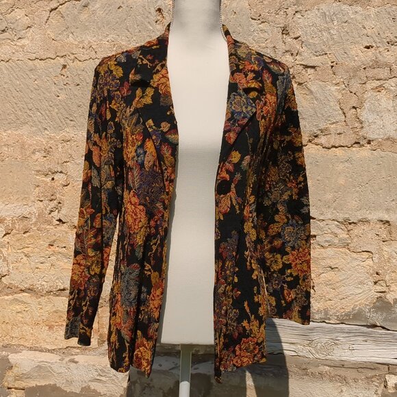 Chico's Women's Blazer Style Light Jacket Floral - Picture 6 of 8
